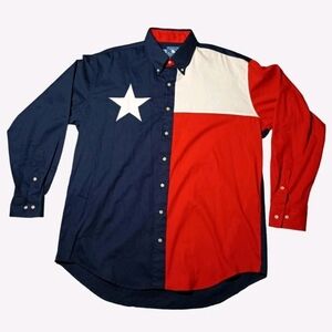 Vintage Texas Flag Button Up Western Wear Shirt